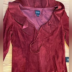 Wilson Leather Pelle Studio Suede Pants 6 & Suede w/ Ruffle Collar & Sleeves M